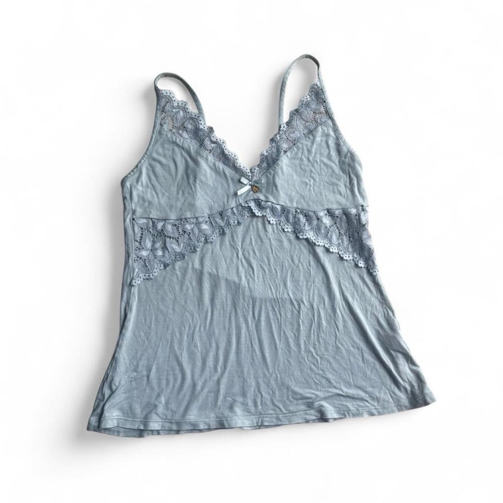 Med Light Blue Lace-Trim Cami